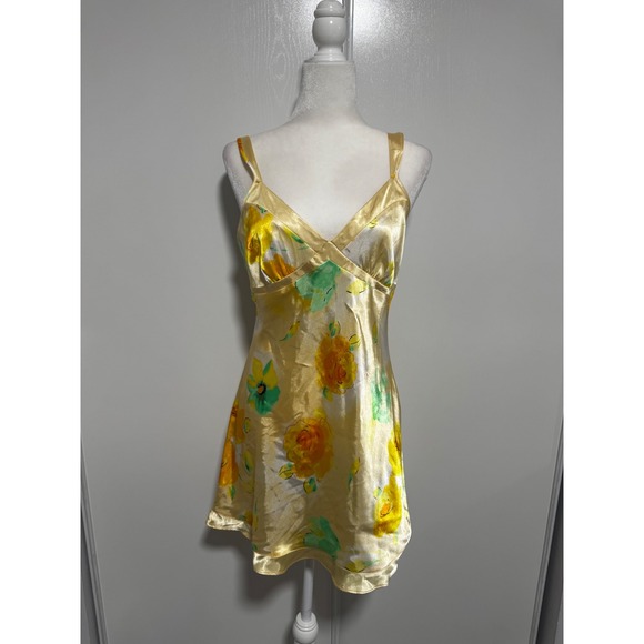 Jones New York Other - Jones New York Yellow Floral Satin Chemise Nightgown Slip Dress Medium